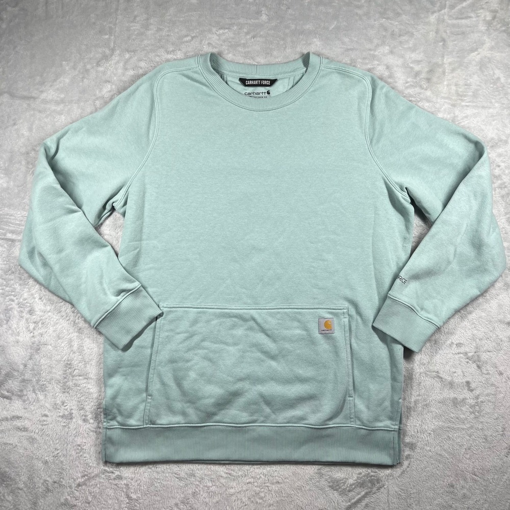 Carhartt Force Relaxed Fit Sweatshirt Mint Green Crewneck Womens Large Bonus Hat - Picture 2 of 16
